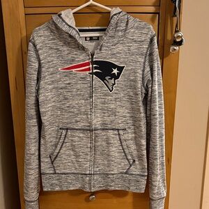 Patriots Gray with Blue Zip-Up Hoodie